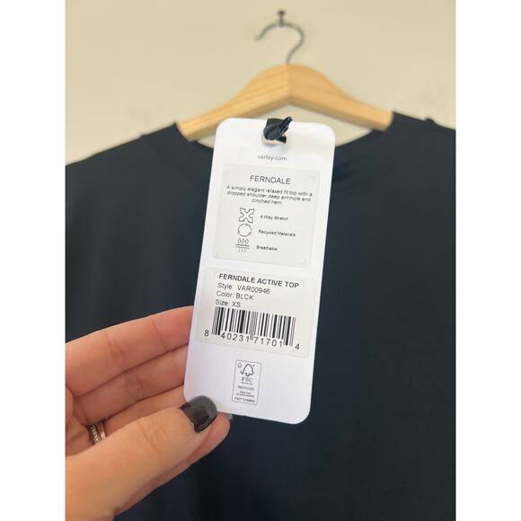 NWT Varley Ferndale Relaxed Drawcord Active Fit Top Black Size: Extra Small - Picture 5 of 7